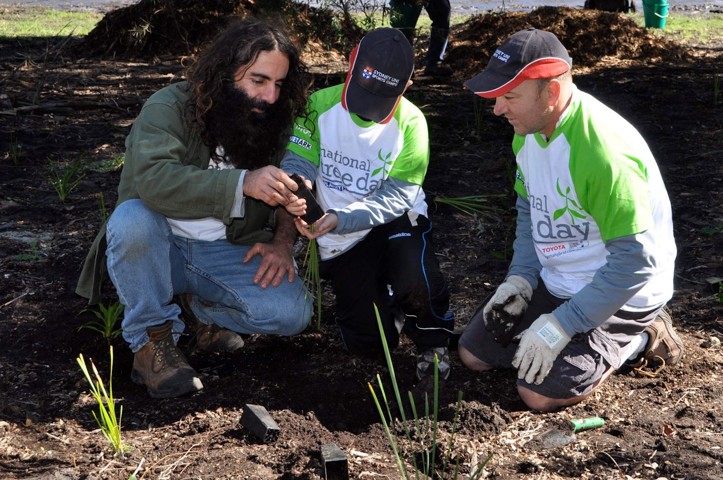 Costa with volunteers at a National Tree Day planting in 2010.